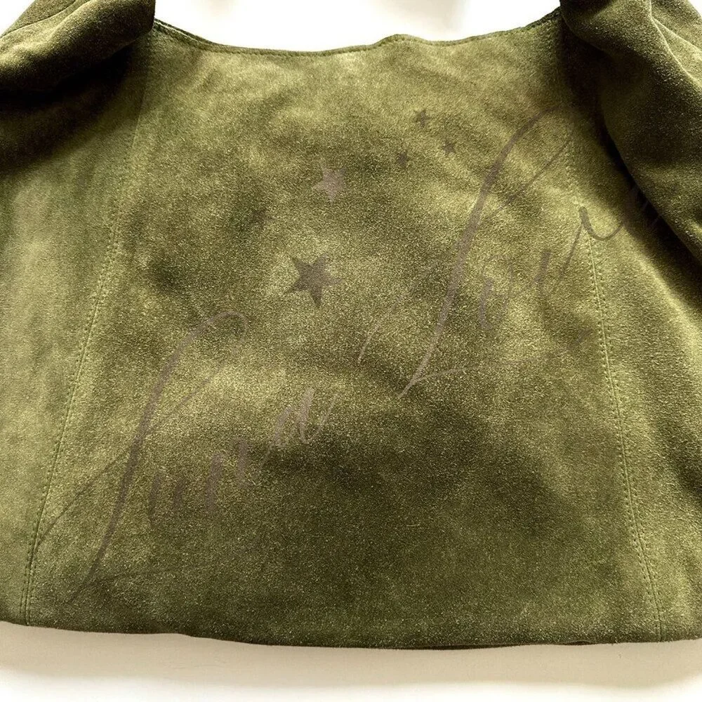 FREE PEOPLE Bobbi Slouch Suede Tote In Khaki / Olive NWT - Picture 5 of 9